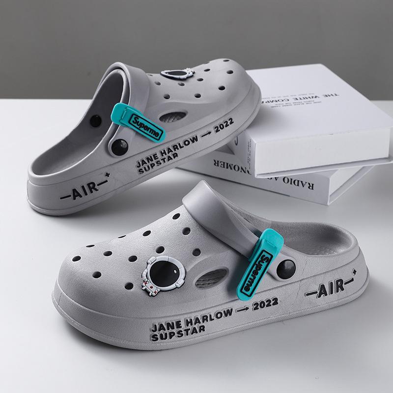 Papuci de plajă pentru bărbați 2025 cu talpă groasă, cu degete închise, antiderapați