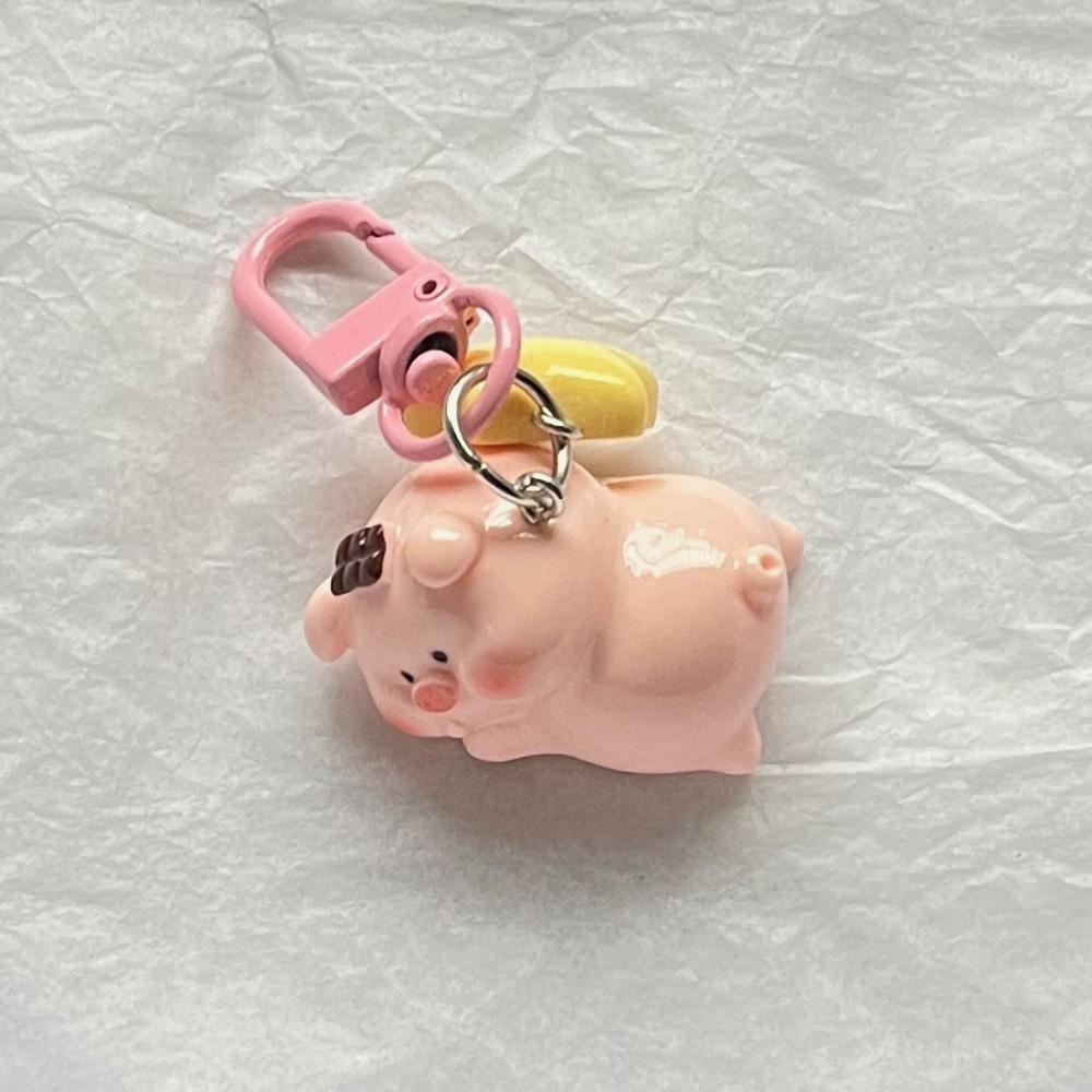 Cartoon 3D Pink Pig Keychain Pendant Star Buckle Schoolbag Pendant Fashion Powder Pig Keychain