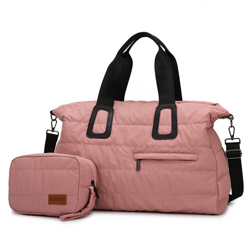 

Simple Casual, Large Capacity Short-distance Travel and School Hand Luggage Bag with Small Bag Design Storage Bag two-piece set розовый