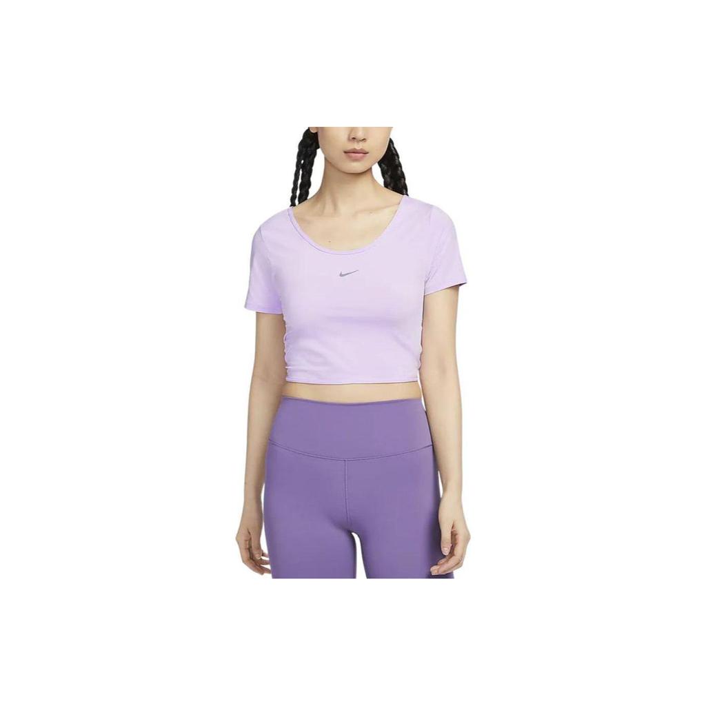 New Nike One Classic Women's Dri-FIT Short-Sleeve Cropped Twist Top 'Lilac Bloom' FN2852-512