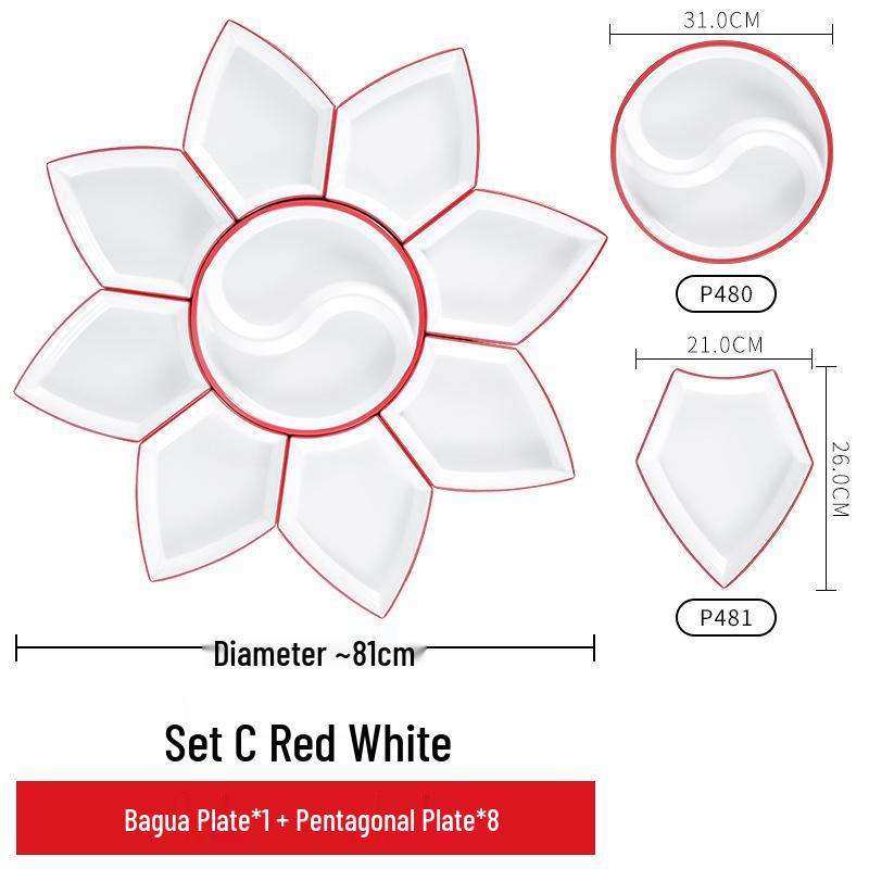 Melamine Platter & Tableware Set: Bowl, Plate, and Dish Set for Hot Pot & New Year's Eve Dinner.