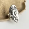925 Sterling Silver Rings For Women Geometric Fine Jewelry Finger Adjustable Simple Retro Face Shap Ring For Party Birthday Gift