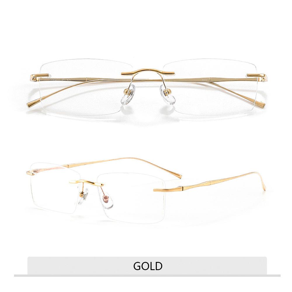 Pure Titanium Glasses Anti Blue Light Men's Eyeglasses Frames Luxury Brands Rimless Glasses Women Pure Titanium Computer Lenses