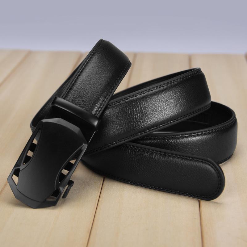 Belt for Men's Automatic Buckle Genuine Leather Cowhide Belt Business Simple Trouser Belt