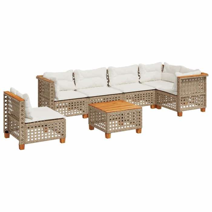VidaXL Garden Lounge Set with Cushions 7 Pcs Beige Braided Resin 3261880
