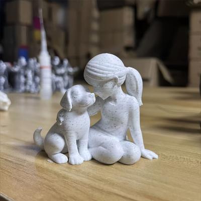 Yousheng Girl And Dog Statue Nordic Style Desktop Girl Dog Figurine for Bedroom Living Room Home Office Shelf Desk Decor