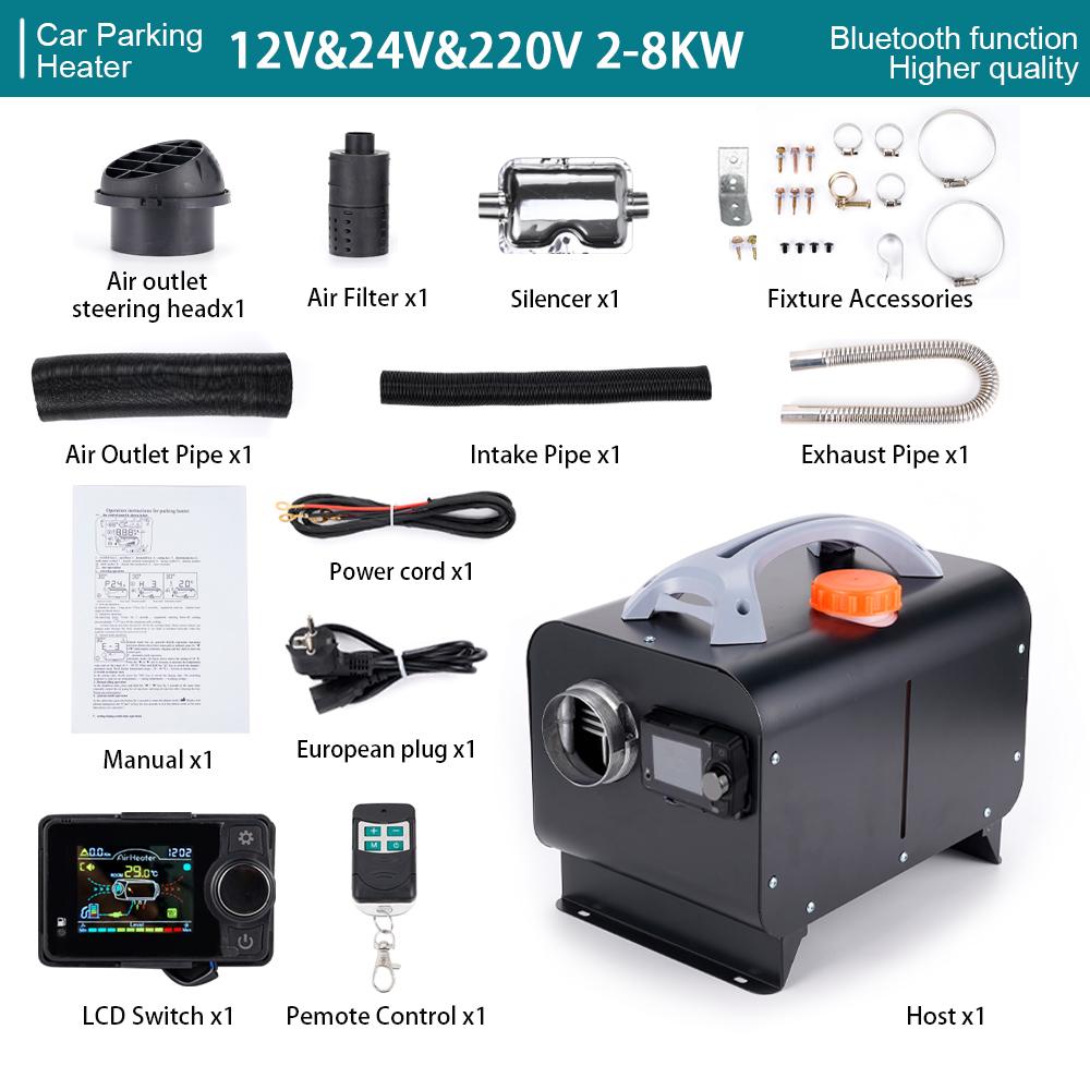 

Комплект обогревателя для парковки автомобиля 12 В 24 В 220 В Универсальный 2-8 кВт Черный Полный Корпус Металлический Утолщенный Корпус С Bluetooth Функция Голосового Воспроизведения чёрный