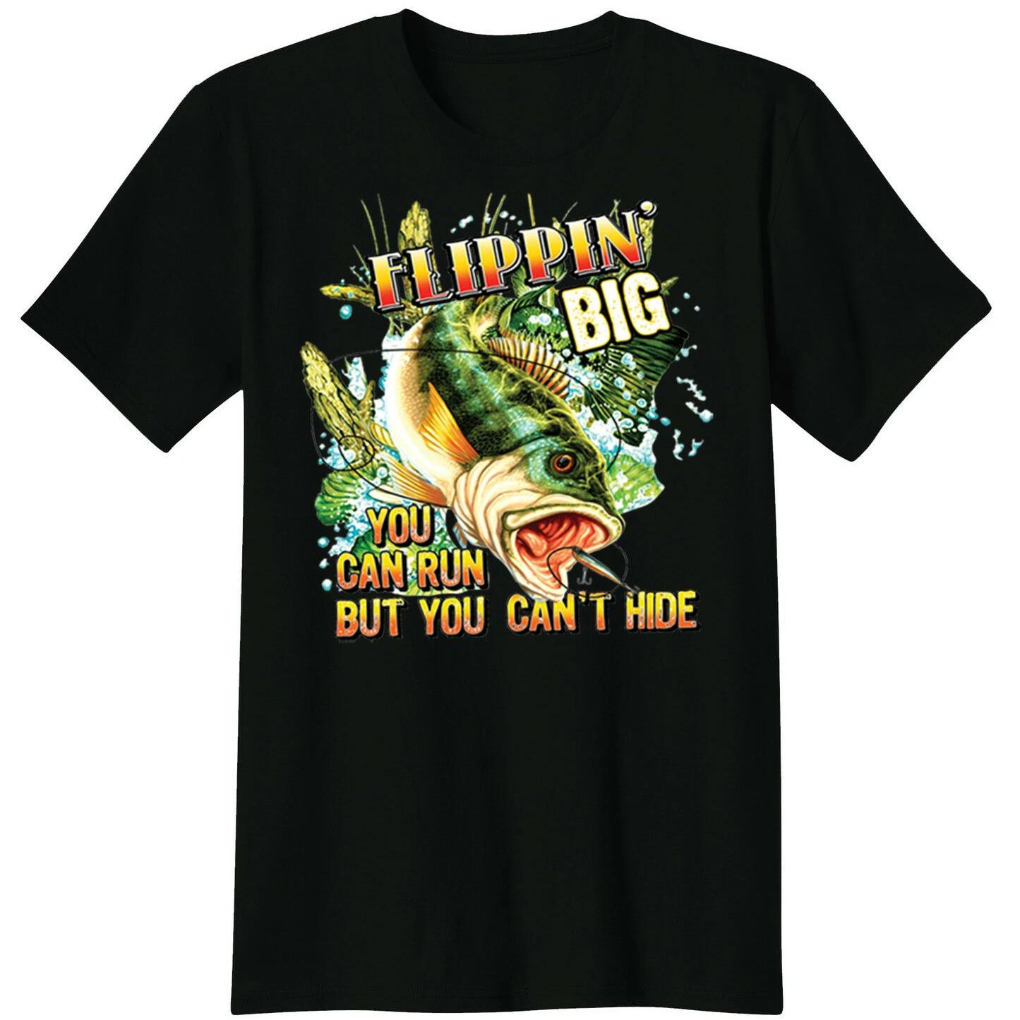 

You Can Run But You Can t Hide. Funny Flippin Big Bass Fishing Angler Gift T Shirt. New 100% Cotton Short Sleeve O-Neck T-shi... S разноцветный