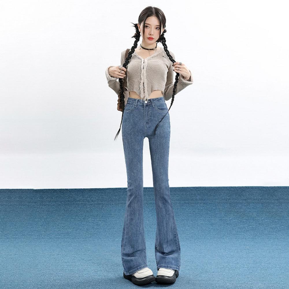 Retro Versatile Horn Small Man 2025 Autumn and Winter New Fashion Elastic Slim High Waist Skinny Jeans