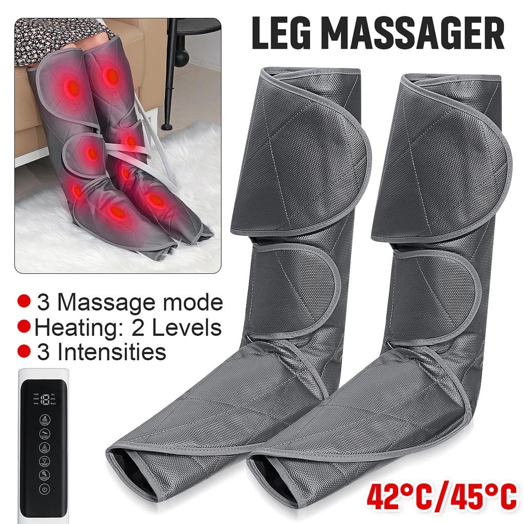 24W Electric Leg Air Compression Massager Heated for Foot & Calf Thigh Blood Circulation with Handheld Controller 360° Wrap Massager Boots