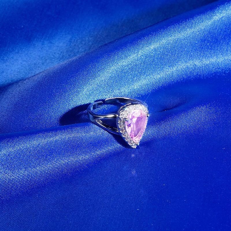 Earrings Set, Necklace, Female Imitation Pink Water Drop-Shaped Diamond Wind Water Drop-Shaped Jewelry Pendant.