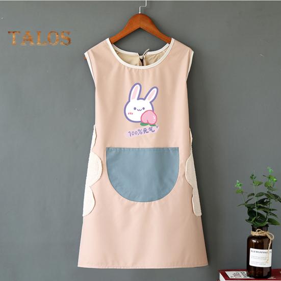Cooking Apron Contrast Color Oil-proof Workwear Lovely Sleeveless Dinner Apron for Home