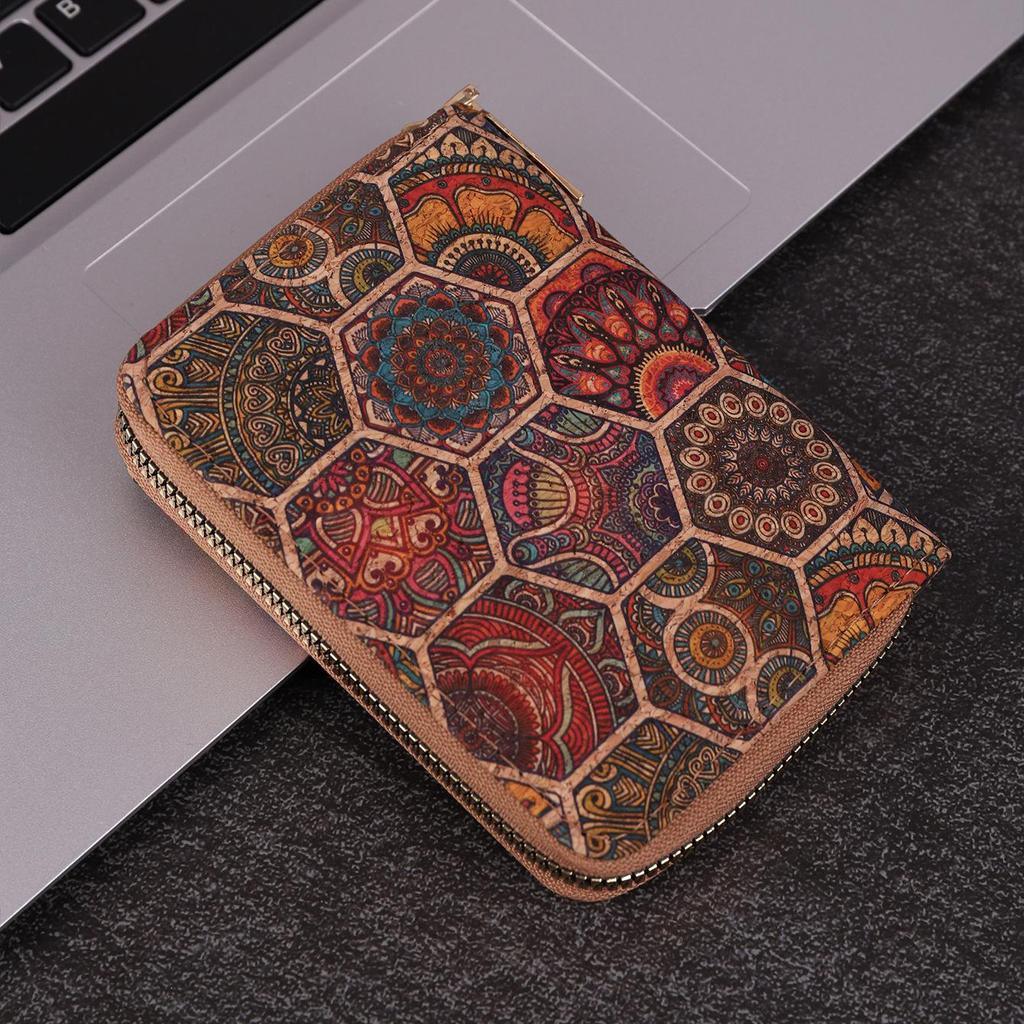 Retro Wood Grain Bohemian Wallet: Multifunctional Short Ladies’ Card Holder Bag