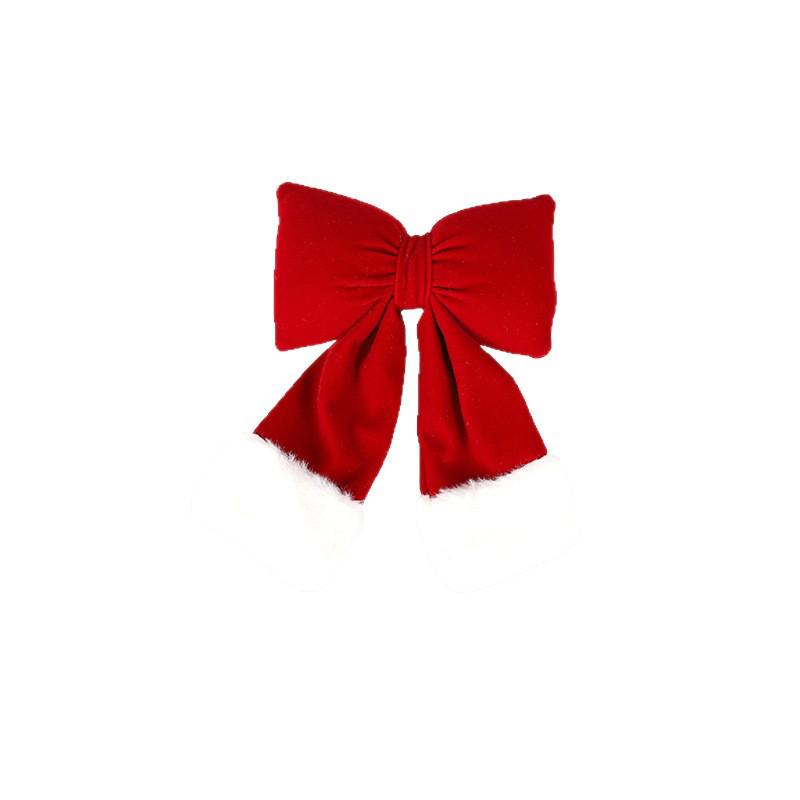 Velvet Red Christmas Bow Tree Ornament for Festive Decor