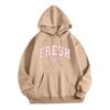 Ladies Spring Autumn Casual Hooded Long Sleeve Big Pocket Letter FRESH Printed Pullover Hoodies Sweatshirt Top
