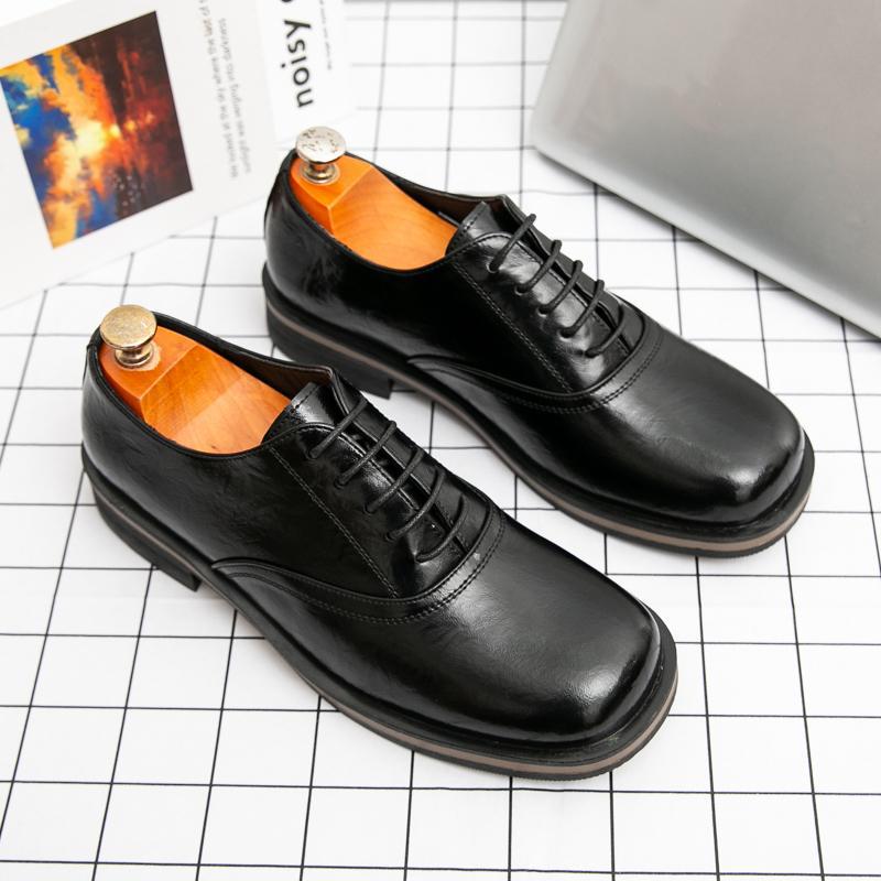 

Retro polished derby shoes business dress casual leather shoes large size big head 46 чорний