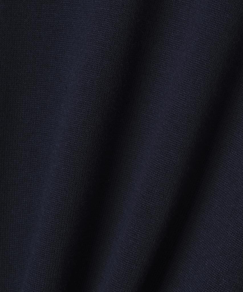 NOIRER Silk Wool Blend Deep V-Neck Knit (Navy)