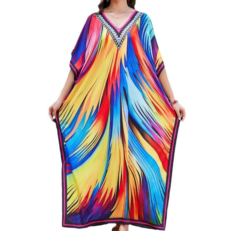 Plus Size Women's New Beach Blouse Print Loose Holiday Bikini Sunscreen Swimsuit Blouse