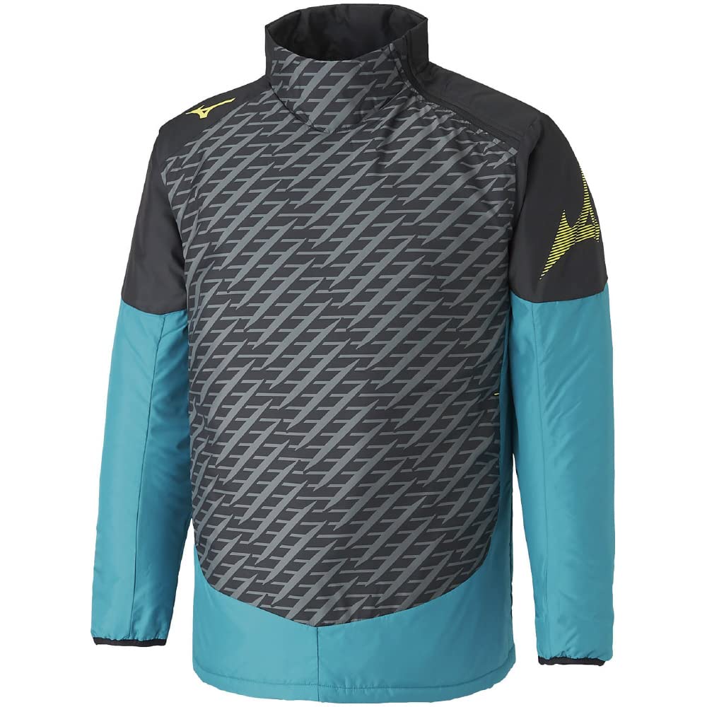 

Mizuno Soccer Warmer Slim Black with Size 2XL to Japanese size Shirt, Half-Zip, Padded, Moisture-Wicking, Quick-Drying, Fit, P2ME9520, Bluegrass,