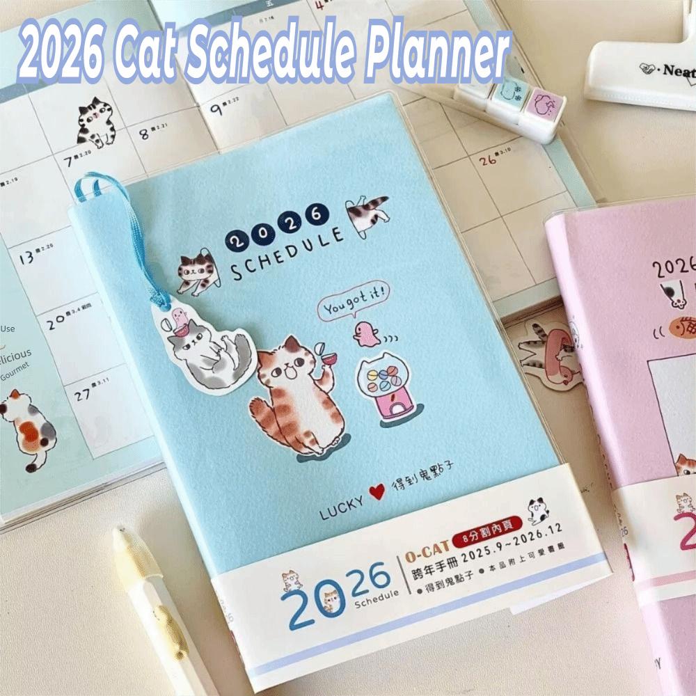 Cartoon Cute Kitten Illustration 2026 Planner with Calendar To Do List Agenda Book B6 Notebook School Office