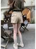 Women's 2025 Retro Suede Wide-Leg Shorts - Casual Winter Bootcut with Large Pockets