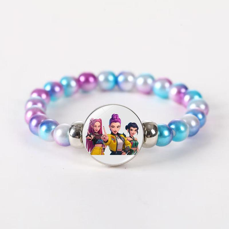 Ins Style Cartoon Beaded Bracelet, 2025 Spring New Glass Charm Jewelry, Unisex Handmade Gift for Travel Souvenir, 16+6cm Adjustable Chain