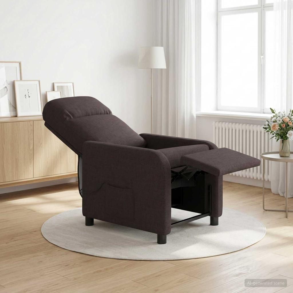 Massage Recliner Dark Brown Fabric
