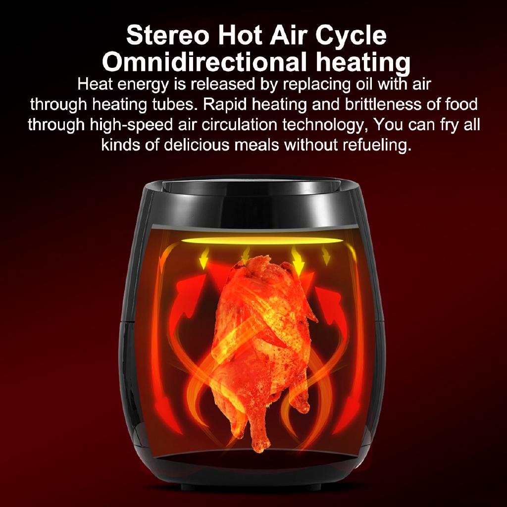 1400W 5.2L Multi-Purpose Temperature Control Oil Free Air Fryer LCD Touch Screen