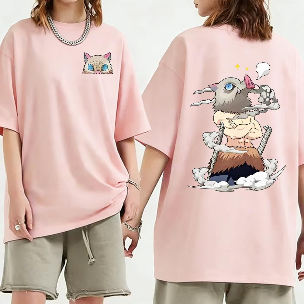 Plus Size Demon Slayer Anime Printed Unisex Women Summer Tshirt Casual Parent Child Top Fashion Harajuku Style Street Wear Y2K