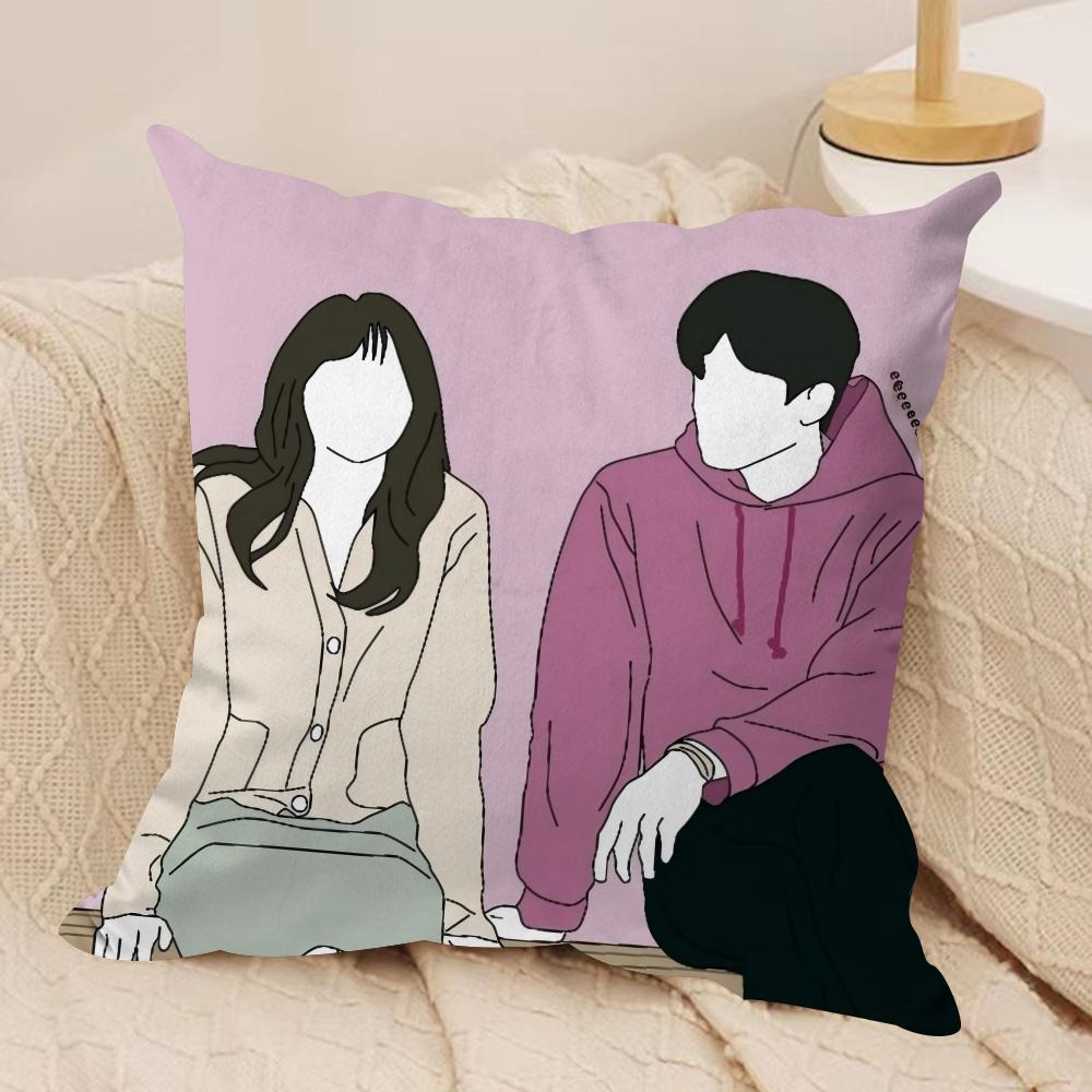 TV series NNevertheless Cushion Cover Silky Short Plush Sofa Pillow Cover Hidden Zipper Soft Dustproof Case for Home Decor