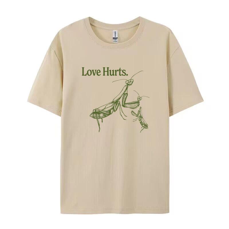 

90s Retro Grunge Insect Tee Shirt Love Hurts Hippie Funny Unisextis TShirt Women Unisex Cool Sarcastic T Shirts Cotton Graphic Tops 2XL