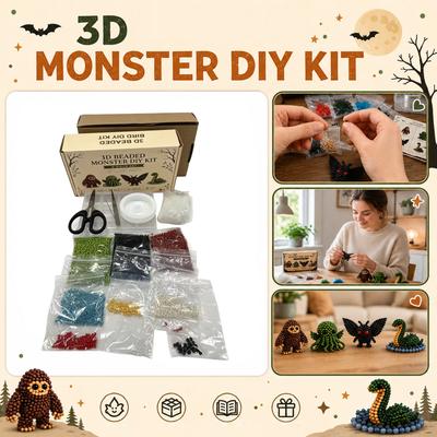 3D DIY Bead Kit 4 Piece Set Includes All Materials and Instructions for Beaded Creatures Suitable for Beginners and Kids