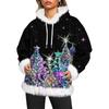 Women's Christmas Casual Fleece-Lined Hoodie With Long Sleeves And Pockets Sweatshirt Top