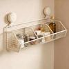 Suction Cup Wall Storage Basket with Iron Wire Frame for Kitchen Bathroom Countertop and Sink Side Storage Use