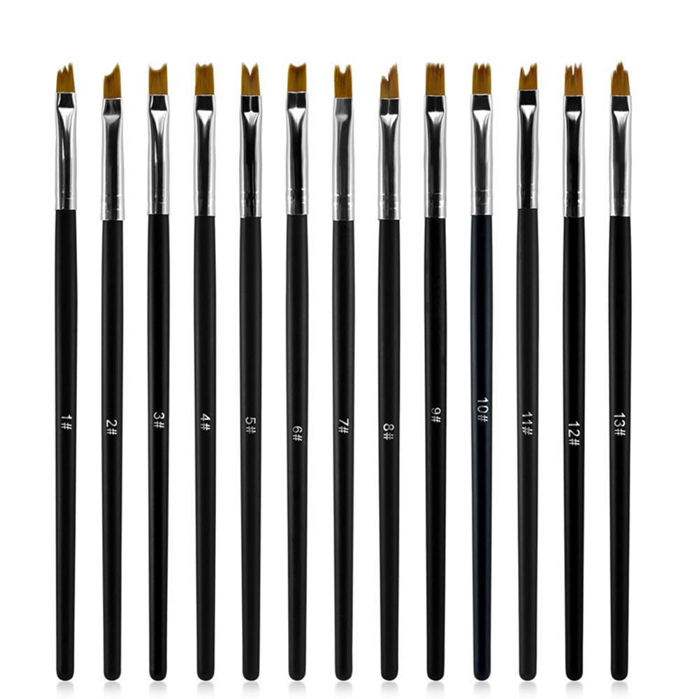 

KADS 13 шт./компл. кисть для рисования гелем для французского дизайна ногтей с деревянной ручкой, кисти для французского маникюра, инструмент для дизайна ногтей «сделай сам», гелевая ручка для ногтей