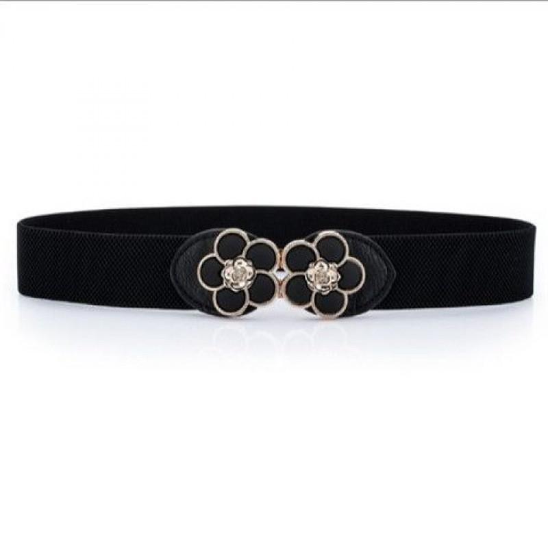 Womens Stylish Pu Elastic Waist Belt Versatile For Dresses And Skirts In Black Minimalist
