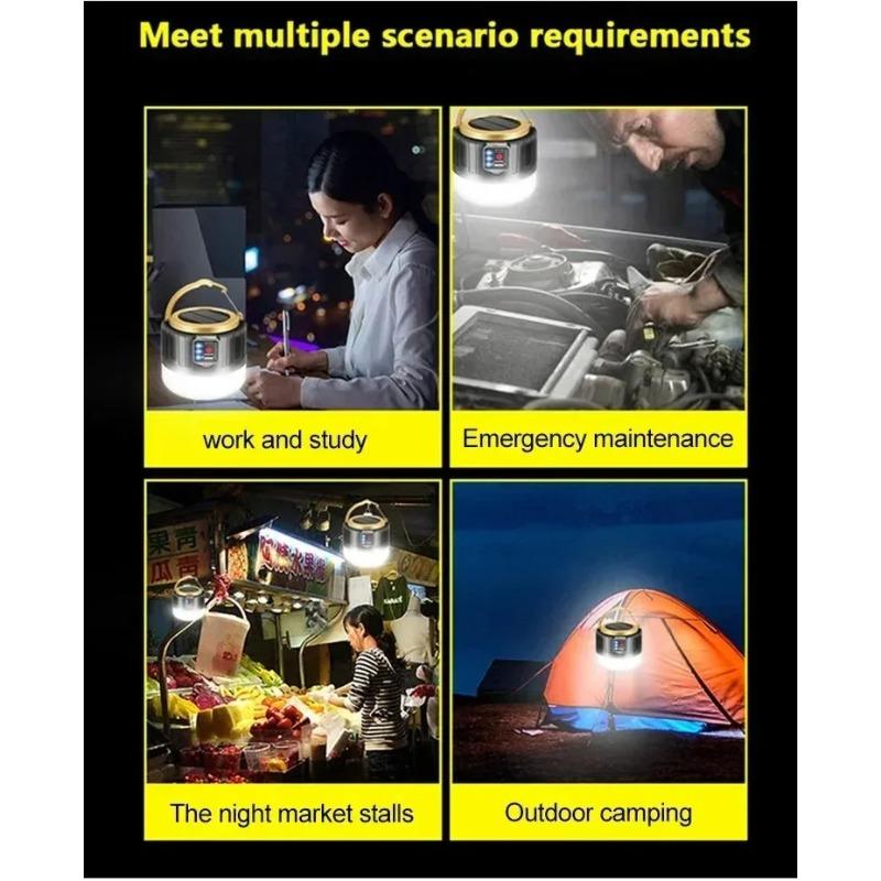 Portable Solar Camping Light Power Bank LED Lanterns With Remote Control Waterproof Outdoor Tent Light Rechargeable Flashlight