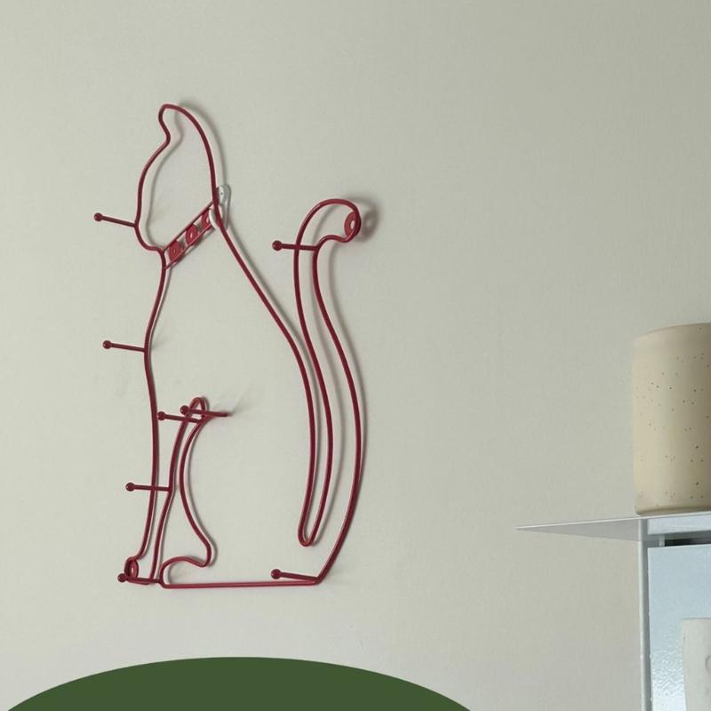 Retro Cartoon Cats Wall Hook Minimalist Design For Home Decors Functional To Hanging Clothes Hats And Bags Durable Iron Materials Suitable For Various