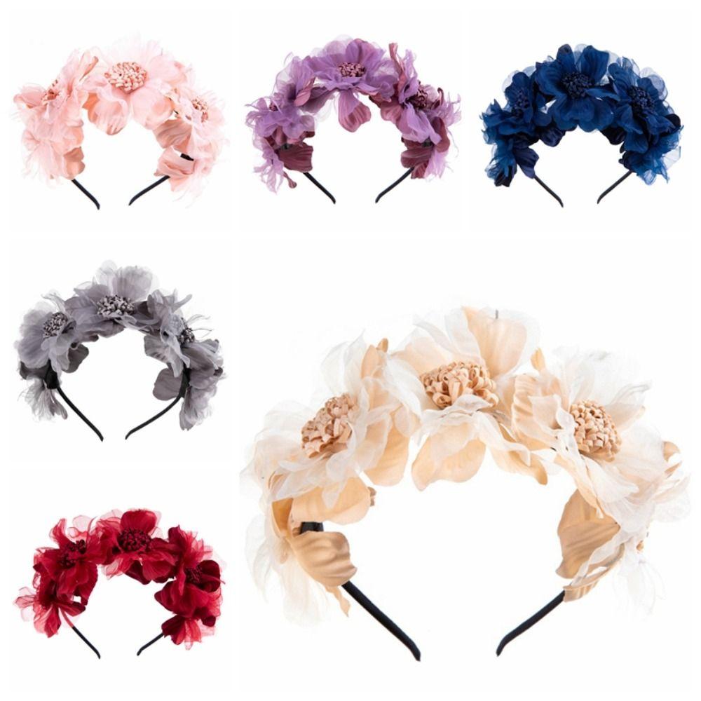 Elegant Bridal Headwear Solid Color Hair Garland Korean Bride Headdress  Photography Accessories