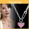 Luxurious Heart-shaped Necklace For Women Stylish Titanium Steel With Gemstone Inlay