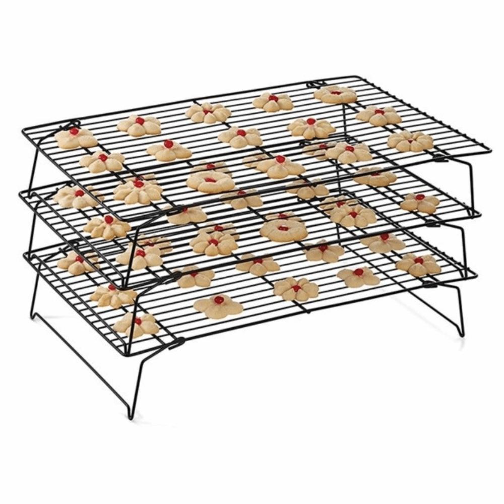 Dry Cooler 3 Layer Cake Cooling Rack Non Stick Foldable Baking Tray Oven Safe Stackable Cookie Holder Barbecue