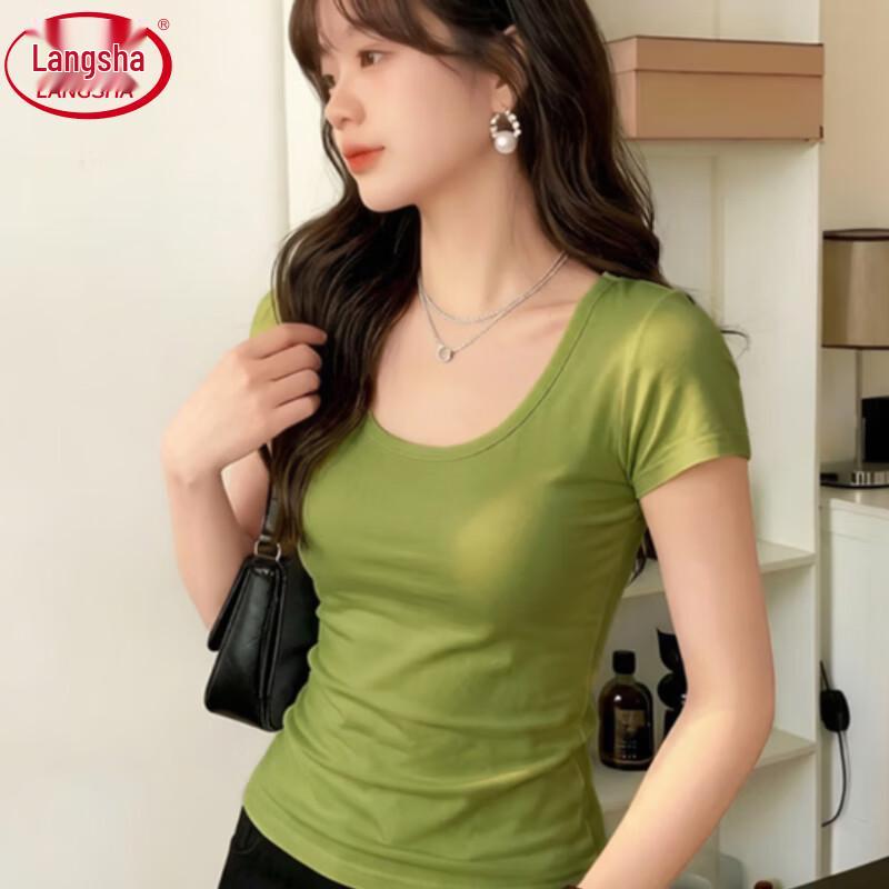 Langsha 2026 Summer Slim-fit U-Neck T-Shirt 2XL