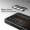 Leather Bracket Pen Slot With Stylus Case For Samsung Galaxy Z Fold7 6 5 4 Glass Screen Hinge Protection Cover For Z Fold 6 Slim