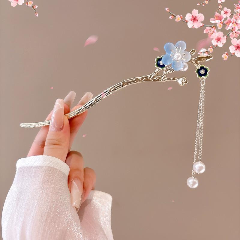 Haarnadel mit Quastenblume im antiken Stil, Damen High-End-Temperament, All-Match Hanfu Haarnadel, Am Hinterkopf zu befestigen, Haarnadel