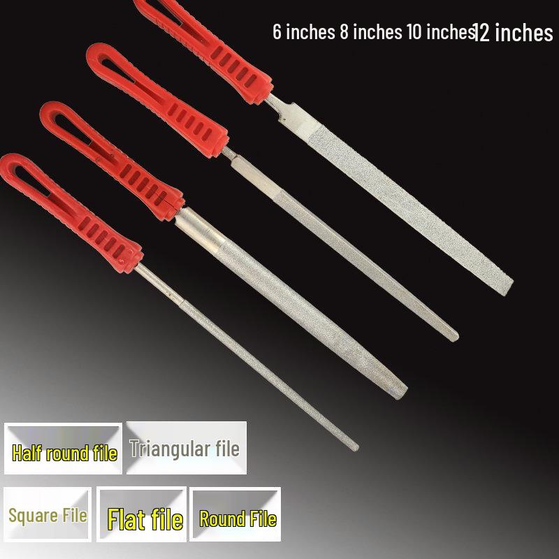 Diamond-Coated Files with Plastic Handle - Available in 6 , 8 , 10 , 12 - Flat, Half-Round, and Triangle Shapes Round File 6 Diamond