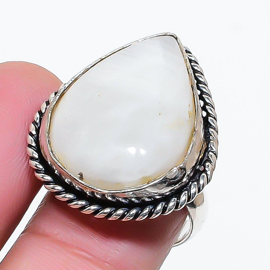 Natural Moonstone Gemstone Handmade 925 Sterling Silver Jewelry Ring Size 6 AR-17721