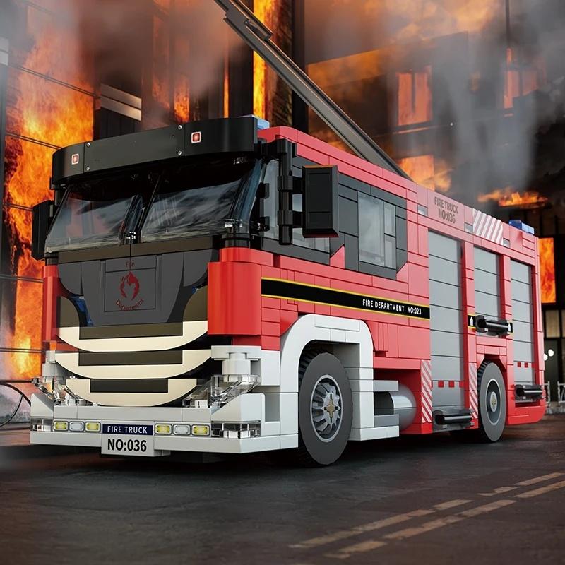704 Teile Feuerwehrwagen Bausteine Stadt Ingenieurwesen Rettungsfahrzeug Modellsteine Pädagogisches DIY Spielzeug Feiertagsgeschenke für Erwachsene Kinder
