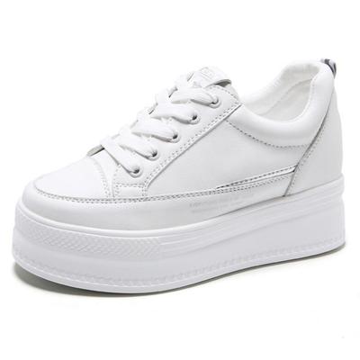 7cm Γνήσιο Δέρμα Γυναικεία Casual Παπούτσια Λευκά Παπούτσια Πλατφόρμας Σφήνας Κρυφής Φτέρνας Λευκά Παπούτσια Chunky Sneakers Skateboard