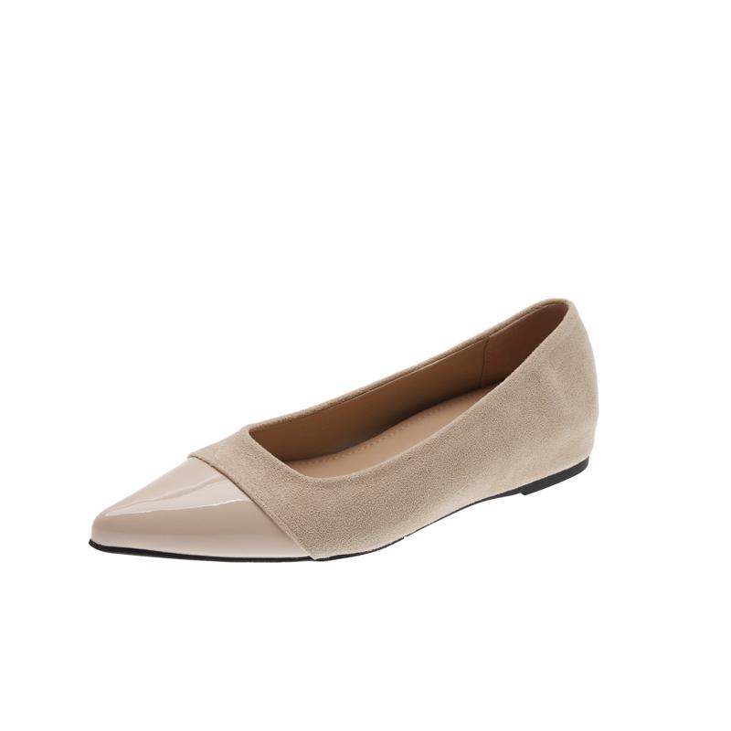 

Suede Soft Sole Single Shoes Women s Pointed Toe Slip-On Low Heel Shoes 35 бежевый