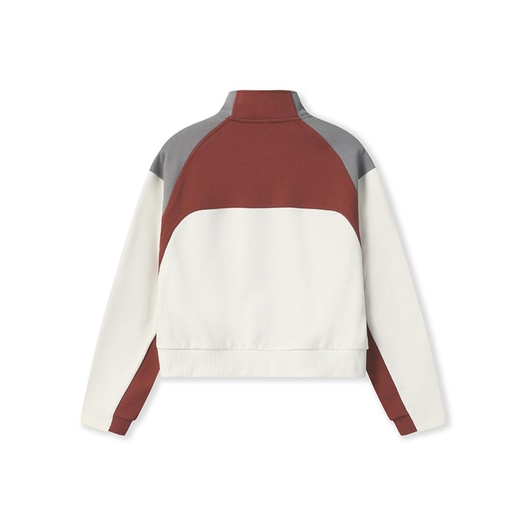 Fila Original Casual Color Block Comfortable Half Zip Pullover Sweatshirt Women Sweatshirt Elegant-Gray F11W549220FGY